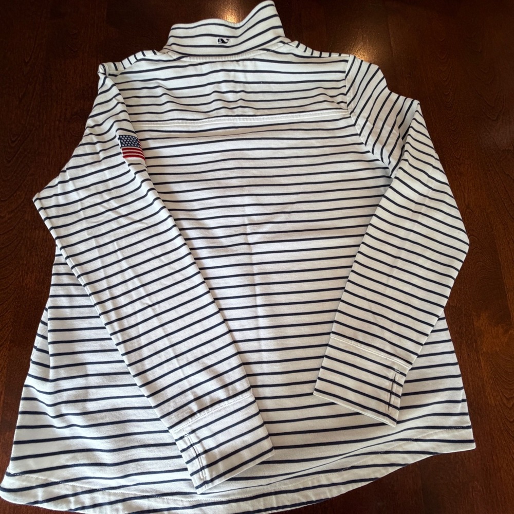 Vineyard Vines Shep Shirt Pullover Women L White Striped Excellent Thumbholes - Picture 5 of 8